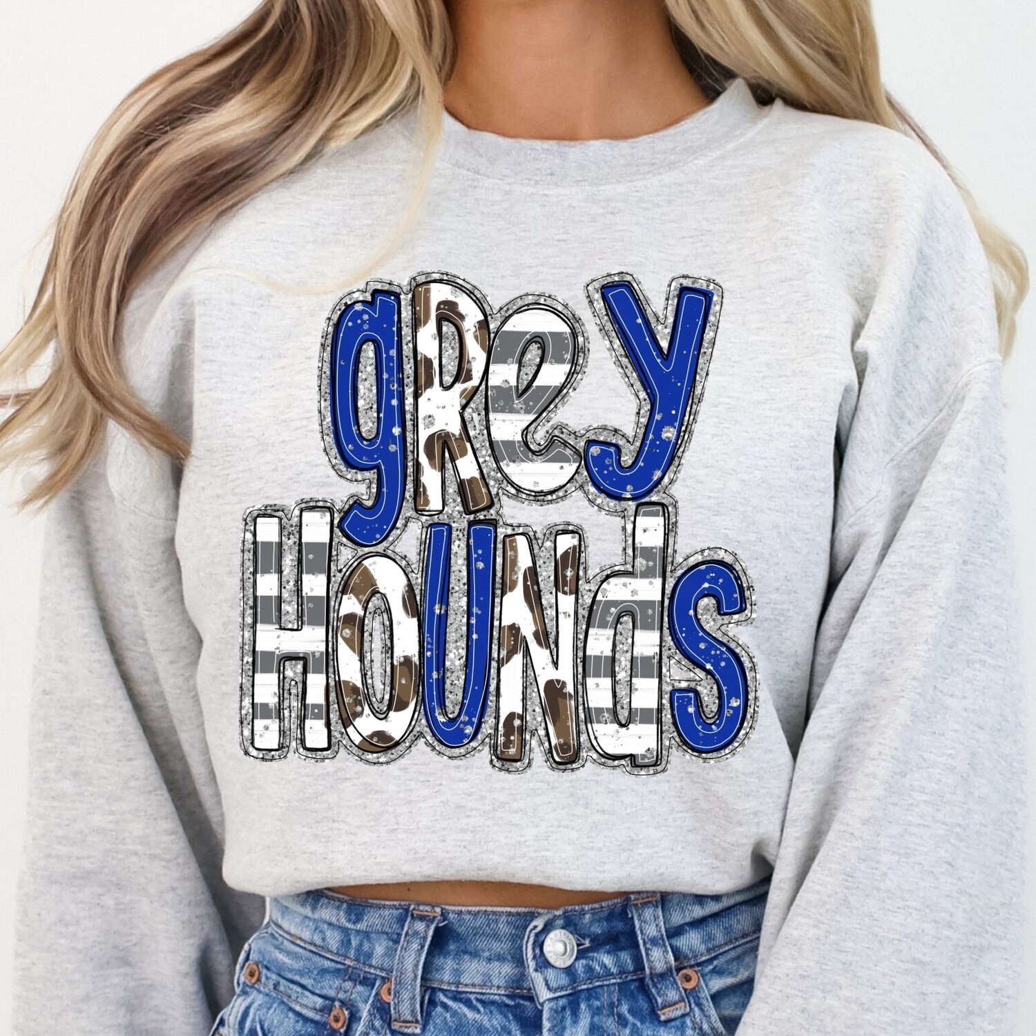 Hand Drawn Faux GLITTER Mascot Design with Custom Colors + LEOPARD PRINT