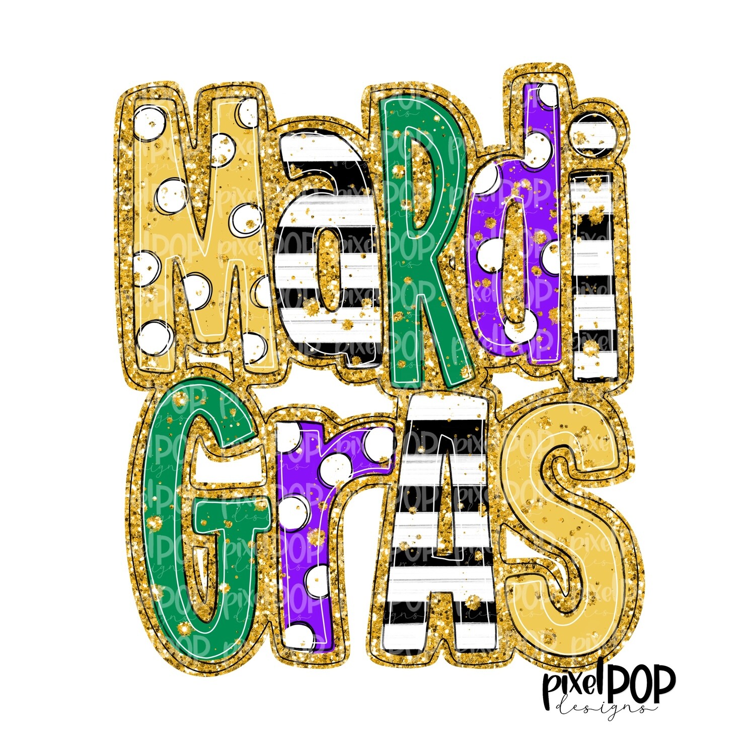 Happy Mardi Gras Funky Bold PNG | New Orleans Art | Hand Painted Design | Mardi Gras Design | Digital Download