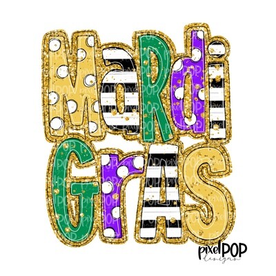 Happy Mardi Gras Funky Bold PNG | New Orleans Art | Hand Painted Design | Mardi Gras Design | Digital Download