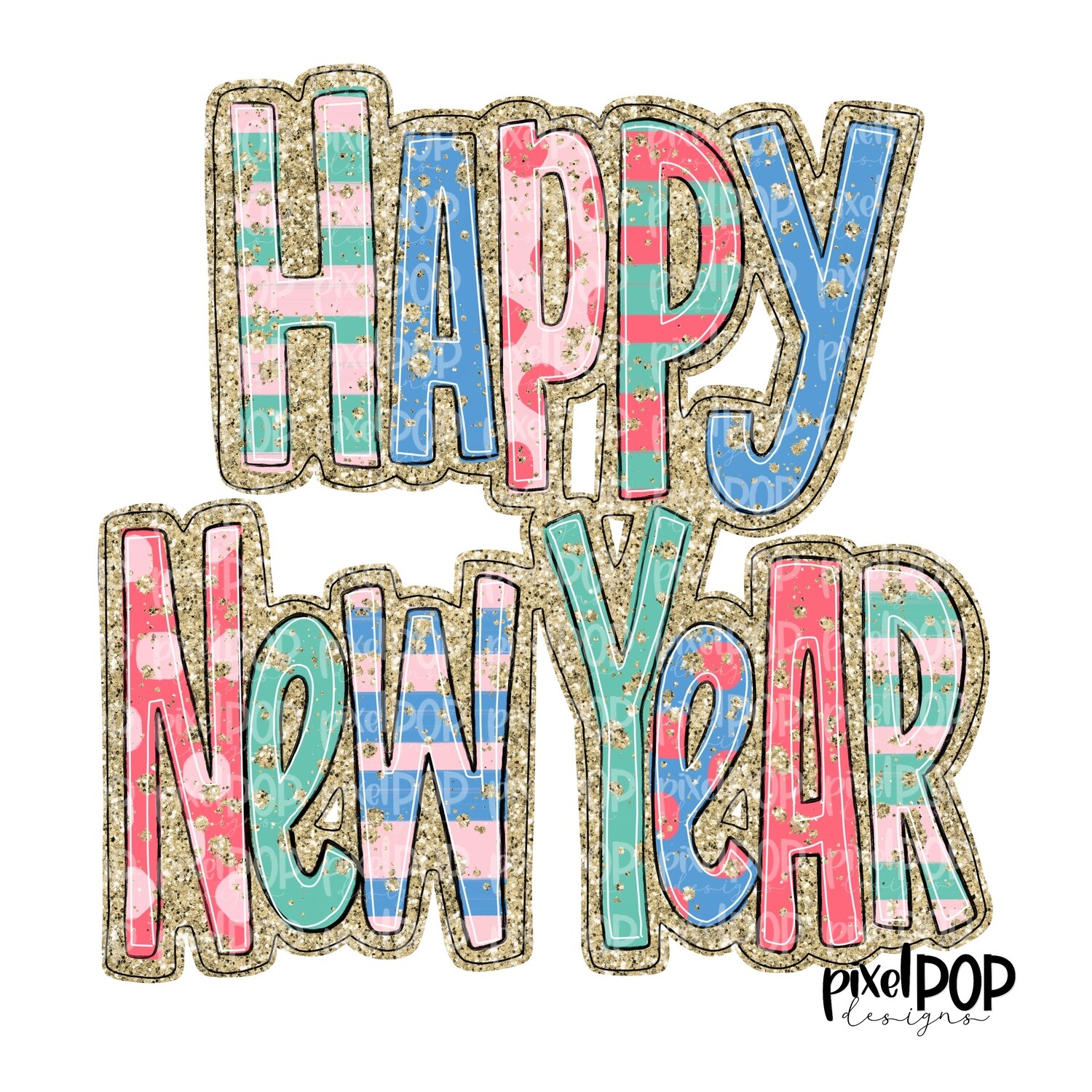 Happy New Year Sweet PNG | New Year's Eve Art | Hand Drawn Design | Sublimation PNG | Digital Download