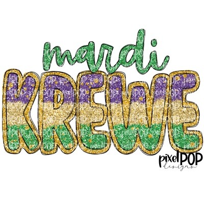 Mardi Krewe Faux Glitter PNG | New Orleans Art | Hand Painted Design | Mardi Gras Design | Digital Download | Clip Art