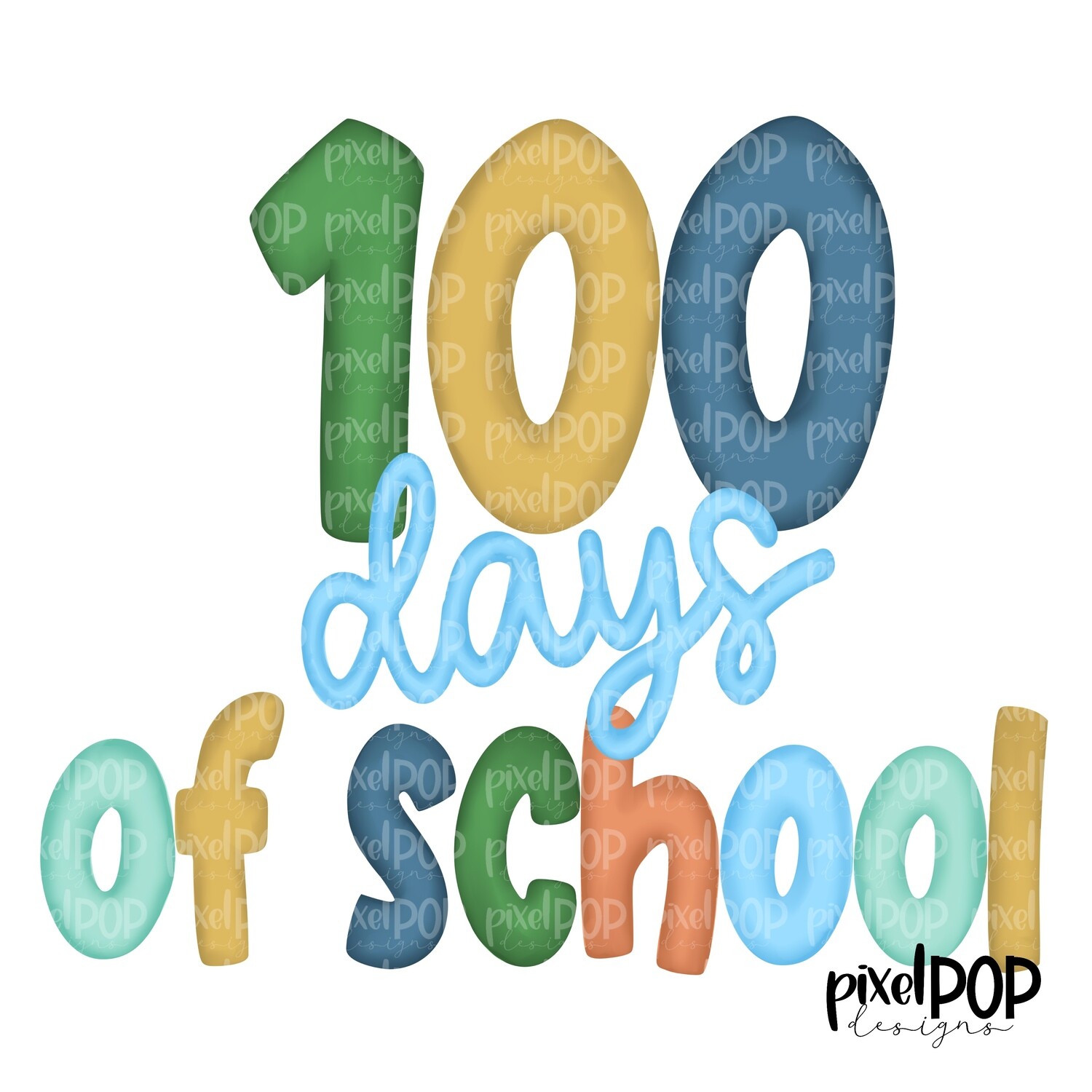 100 Days of School Masculine PNG Design | School PNG| Hand Drawn PNG | Sublimation PNG | Digital Download | Printable Artwork | Art