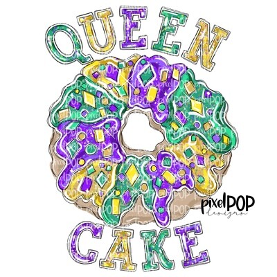 Queen Cake Mardi Gras PNG | New Orleans Art | Hand Painted Design | Mardi Gras Design | Digital Download | Clip Art for Sublimation