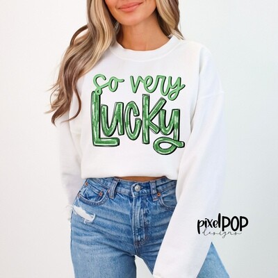 So Very Lucky Saint Patrick's Day Hand Drawn PNG | Clover Art | Design | Painted Art | Digital Download | Printable | St. Paddy's Day