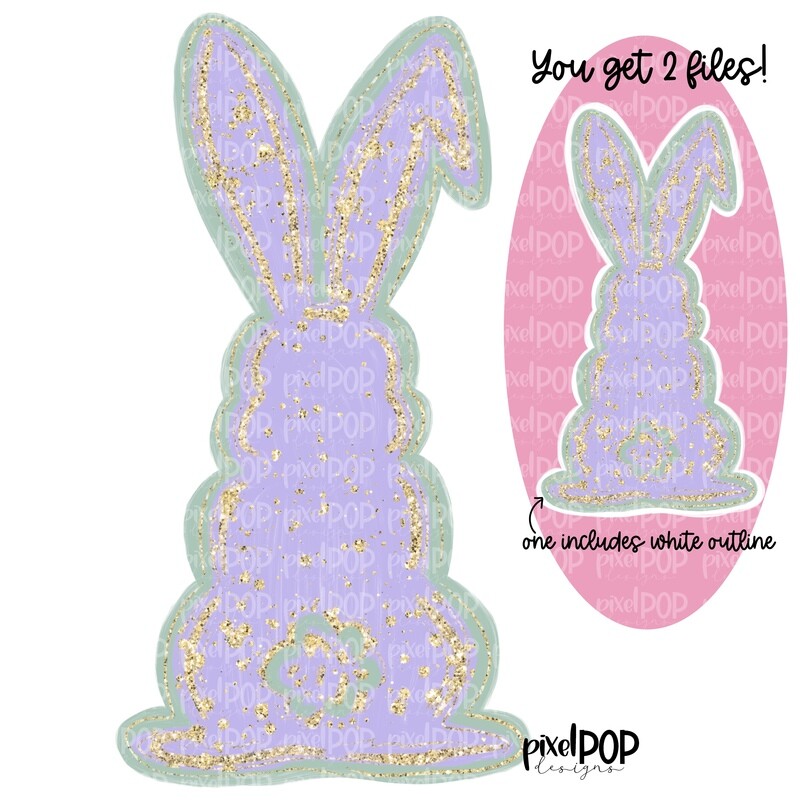 Soft and Sweet Faux Glitter Bunny with Purple/Sage Easter PNG | Easter Bunny | Easter | Rabbit | Hop | Bunny PNG | Bunny Design | Bunny Tail | Easter Design | Easter PNG