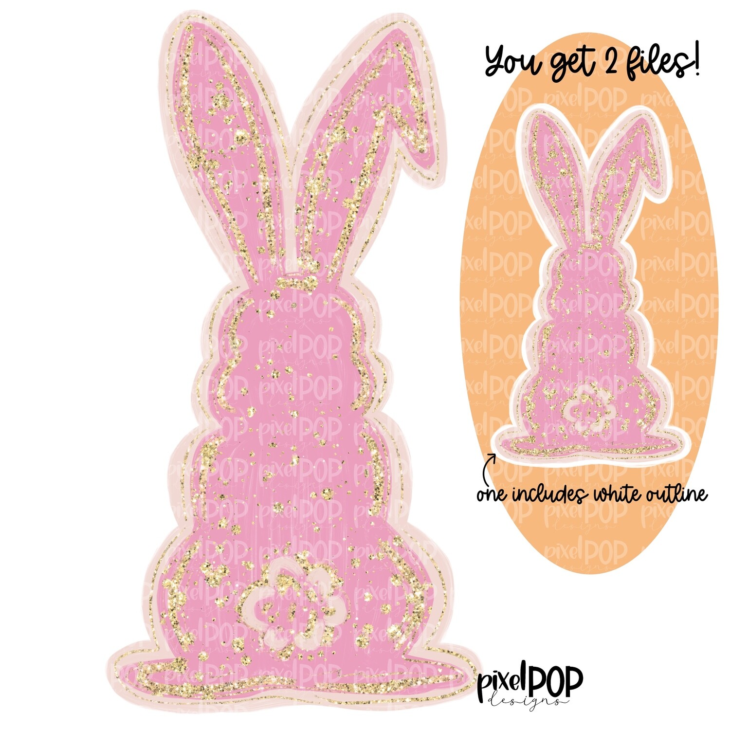 Soft and Sweet Faux Glitter Bunny with Pink/Blush Easter PNG | Easter Bunny | Easter | Rabbit | Hop | Bunny PNG | Bunny Design | Bunny Tail | Easter Design | Easter PNG