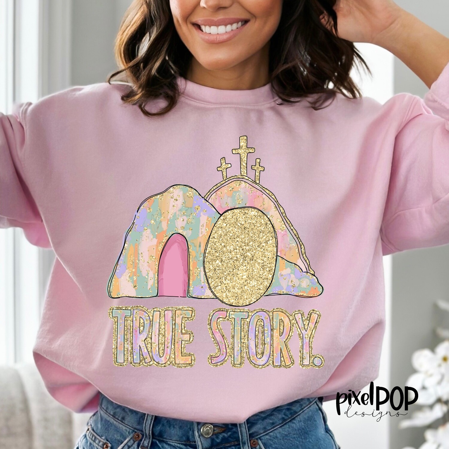 True Story Easter Tomb Risen PNG, Easter Art Printable Design for Sublimation DTF Screenprint Transfers