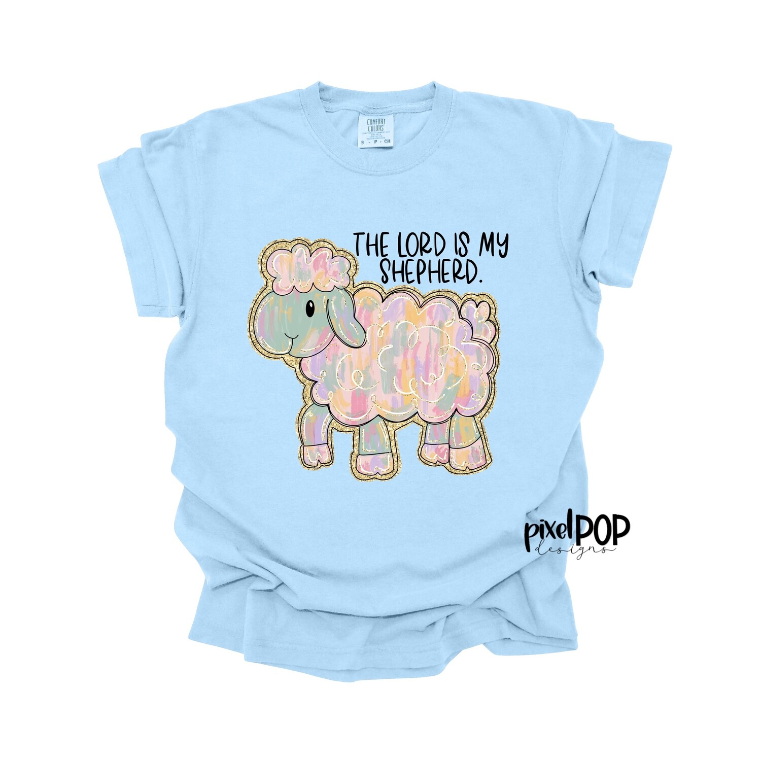 The Lord is my Shepherd Lamb Pink PNG, Easter Art Printable Design for Sublimation DTF Screenprint Transfers