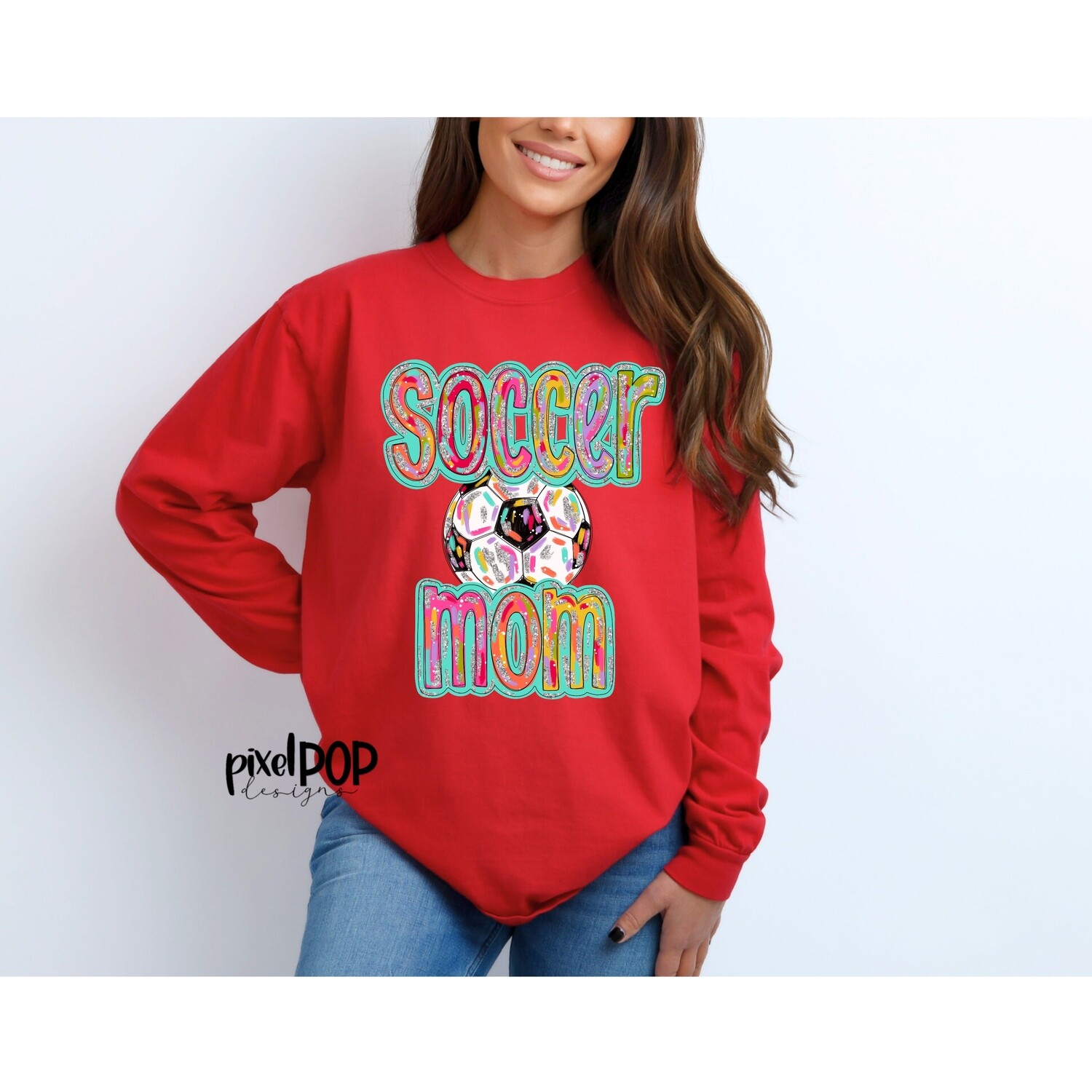 Soccer Mom Silver Glitter Glitz PNG Design | Soccer Futbol Football Design | Sublimation Design | Heat Transfer | Sports PNG | Digital Download