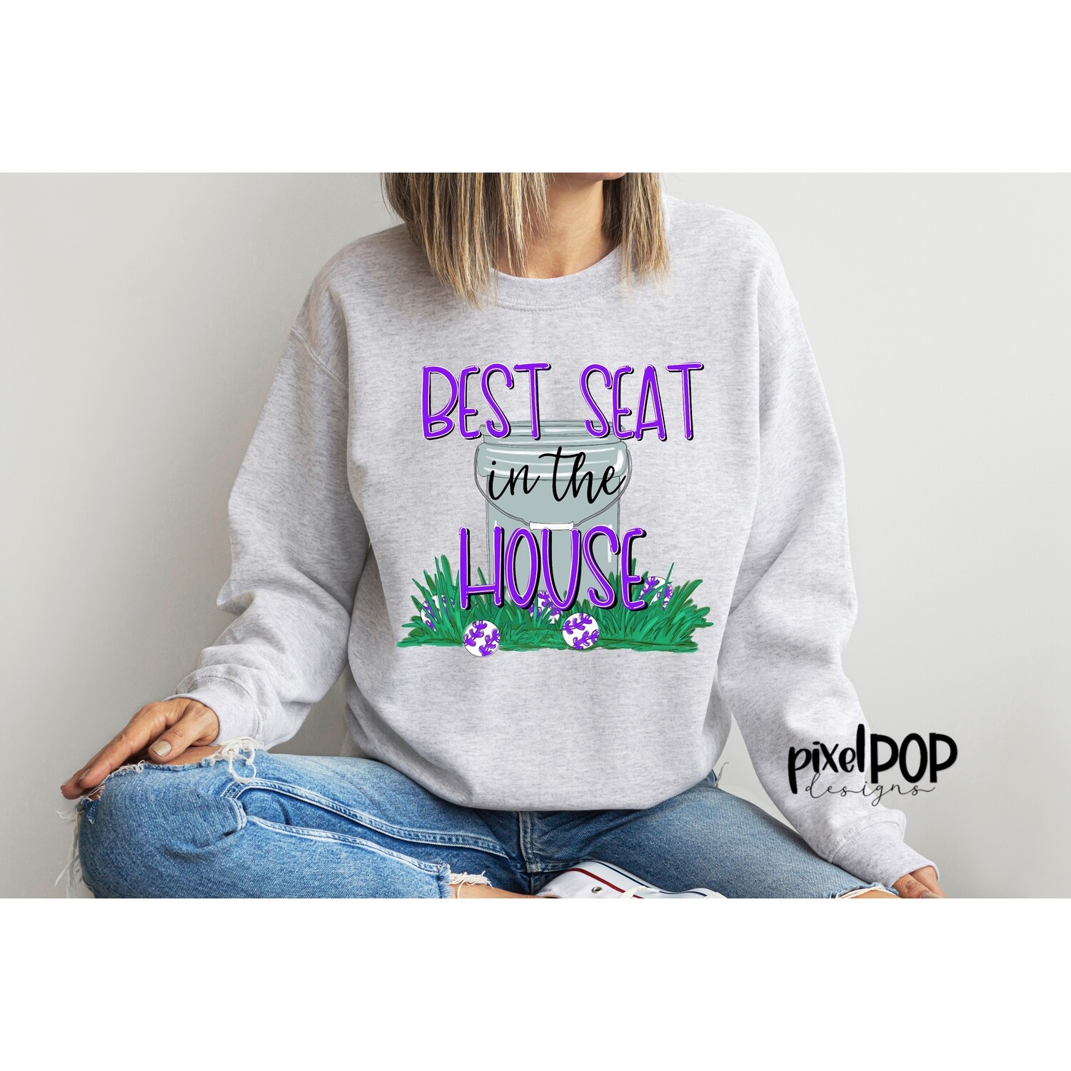 Best Seat in the House Baseball Ball Bucket PURPLE PNG Design | Baseball Design | Sublimation Design | Heat Transfer | Sports PNG | Digital Download