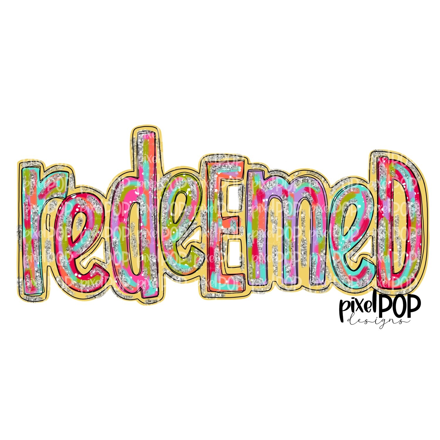 Redeemed Silver Glitz PNG | Christian Art | Faith Art