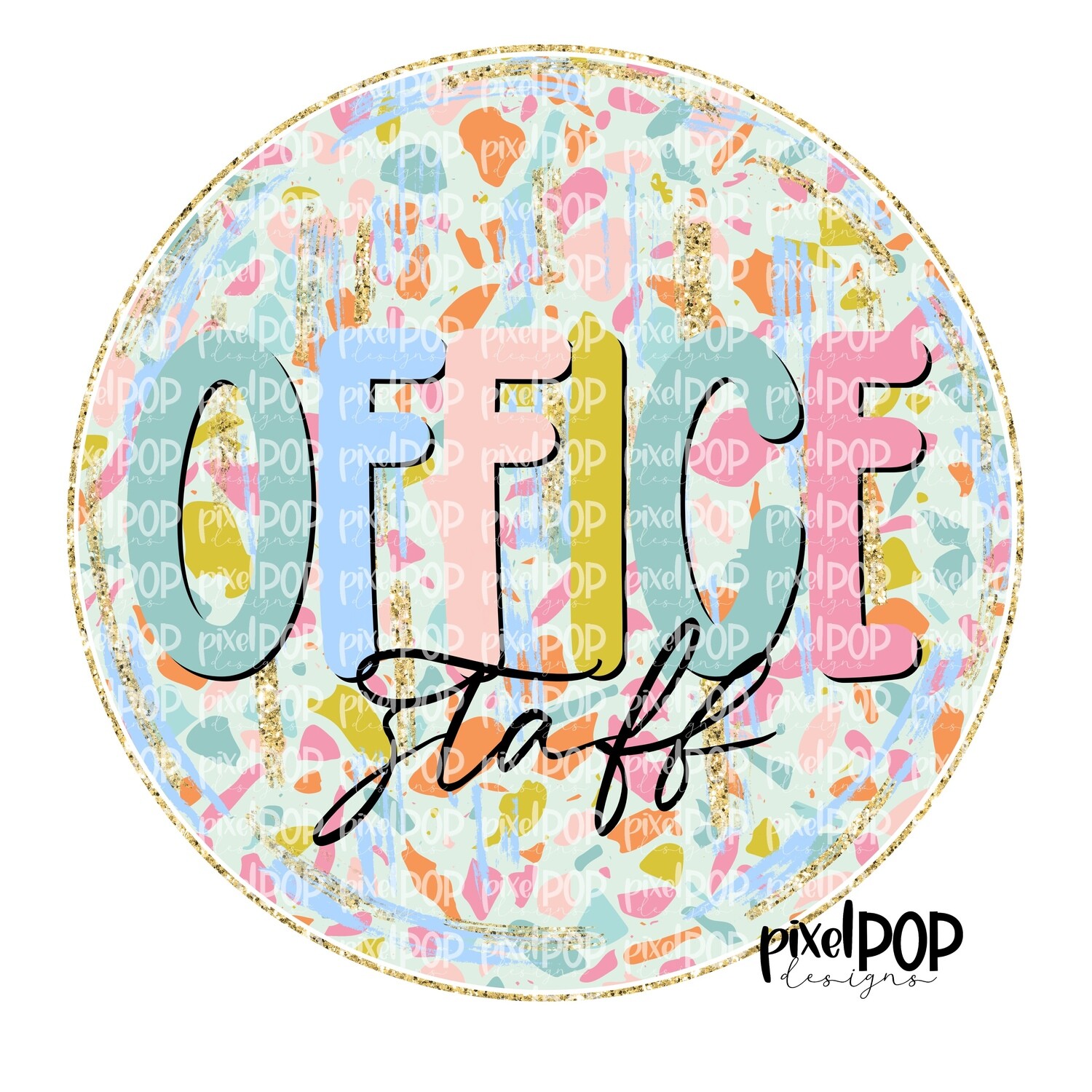 Terrazzo School School Office Staff PNG | Assistant Teacher Design | Teacher Digital | Hand Painted | Digital Download | Printable