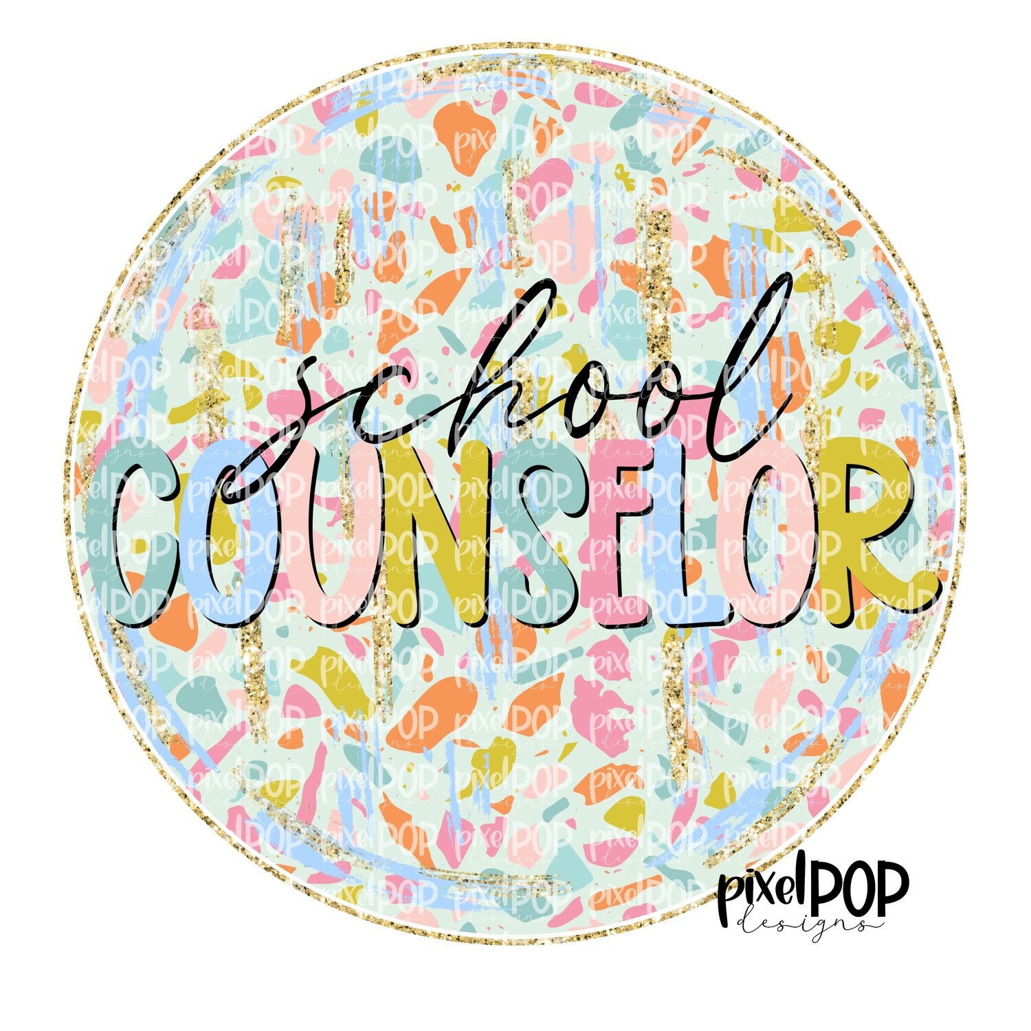 Terrazzo School Counselor PNG | Assistant Teacher Design | Teacher Digital | Hand Painted | Digital Download | Printable
