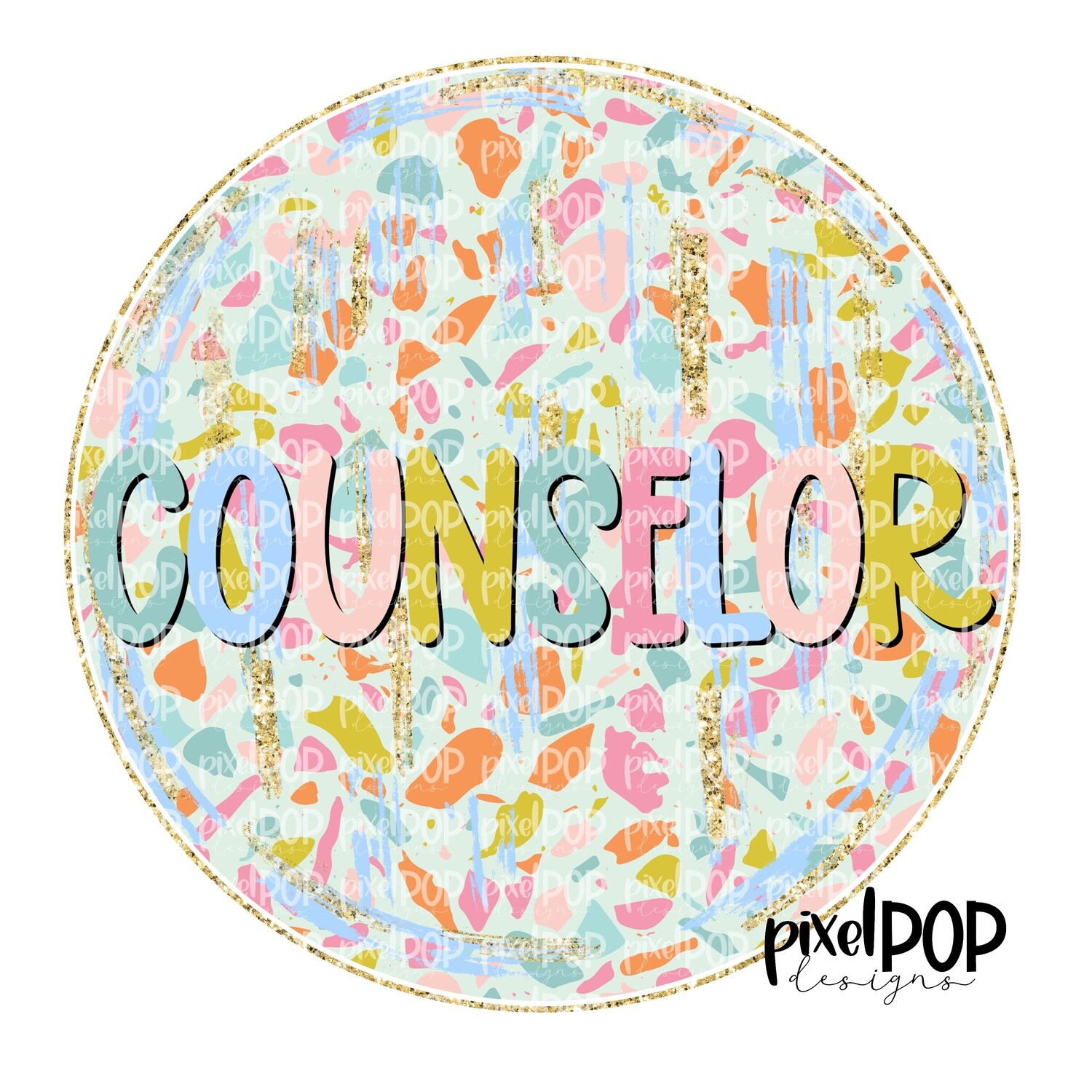 Terrazzo Counselor Therapy PNG  Art Design | Healthcare Art | Sublimation DTF Transfer Art | Hand Painted | Digital Download | Printable