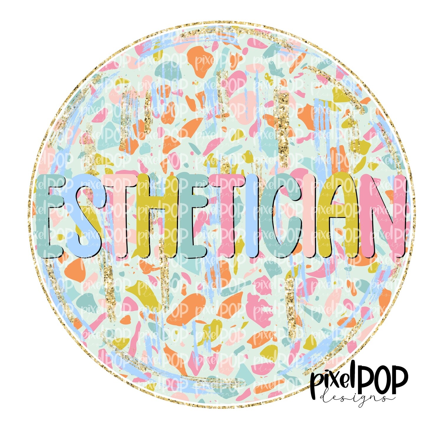Terrazzo Esthetitican PNG  Art Design | Healthcare Art | Sublimation DTF Transfer Art | Hand Painted | Digital Download | Printable