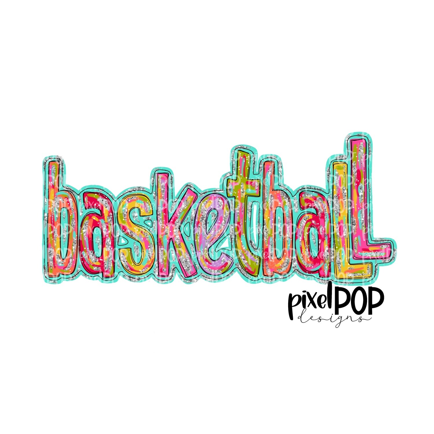 Basketball Silver Glitter Glitz PNG Design | Basketball Design | Sublimation Design | Heat Transfer | Sports PNG | Digital Download