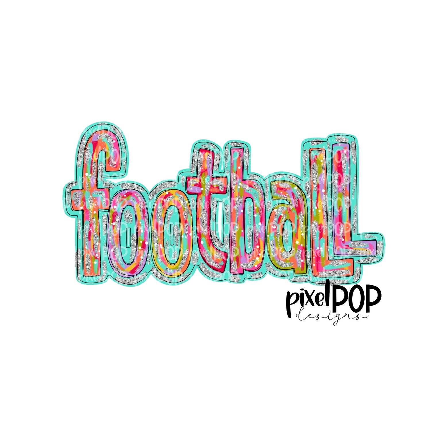 Football Silver Glitter Glitz PNG Design | Football Design | Sublimation Design | Heat Transfer | Sports PNG | Digital Download