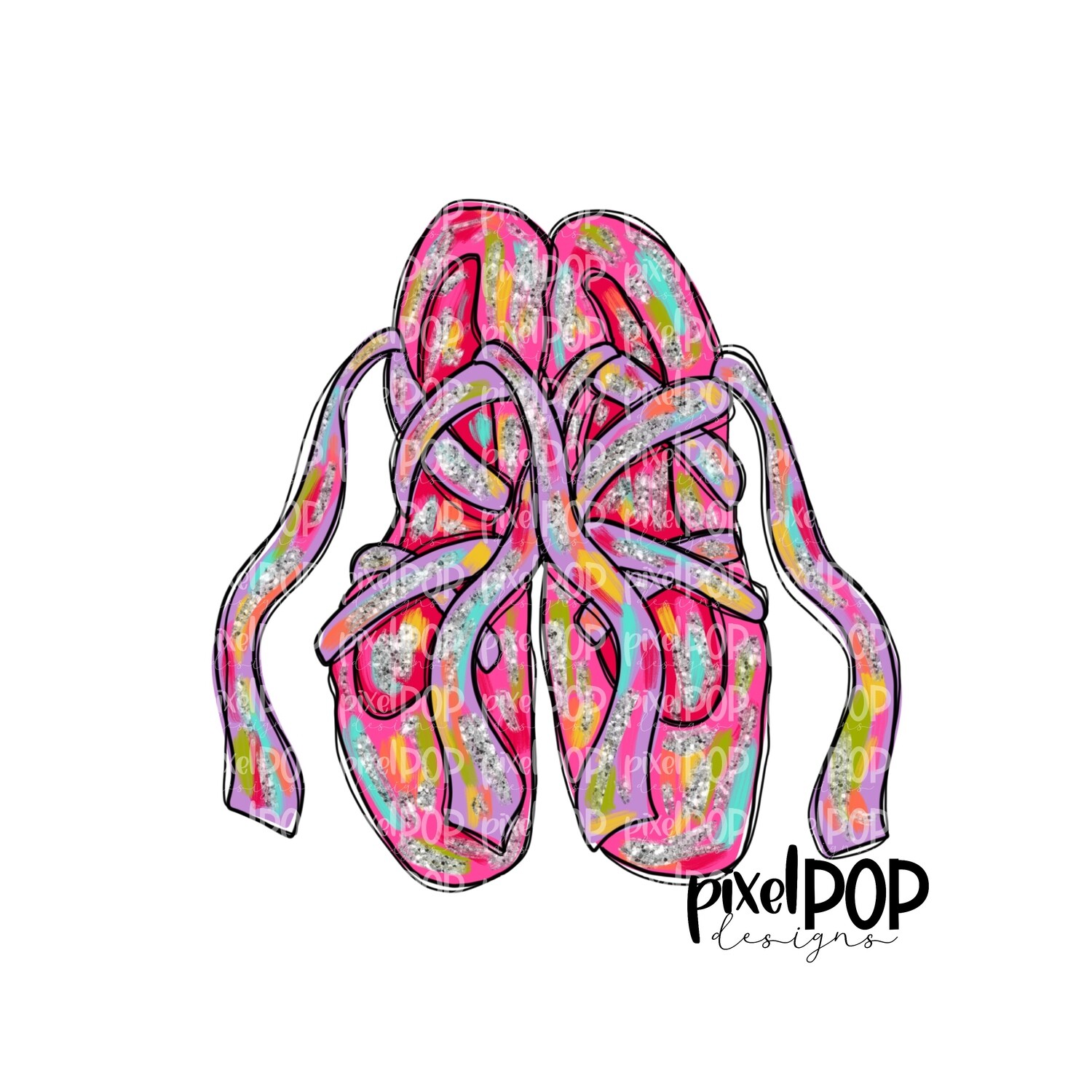 Ballet Slippers Dance Silver Glitter Glitz PNG Design | Ballet Dance Design | Sublimation Design | Heat Transfer | Sports PNG | Digital Download