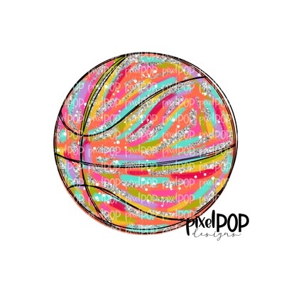 Basketball Silver Glitter Glitz PNG Design | Basketball Design | Sublimation Design | Heat Transfer | Sports PNG | Digital Download