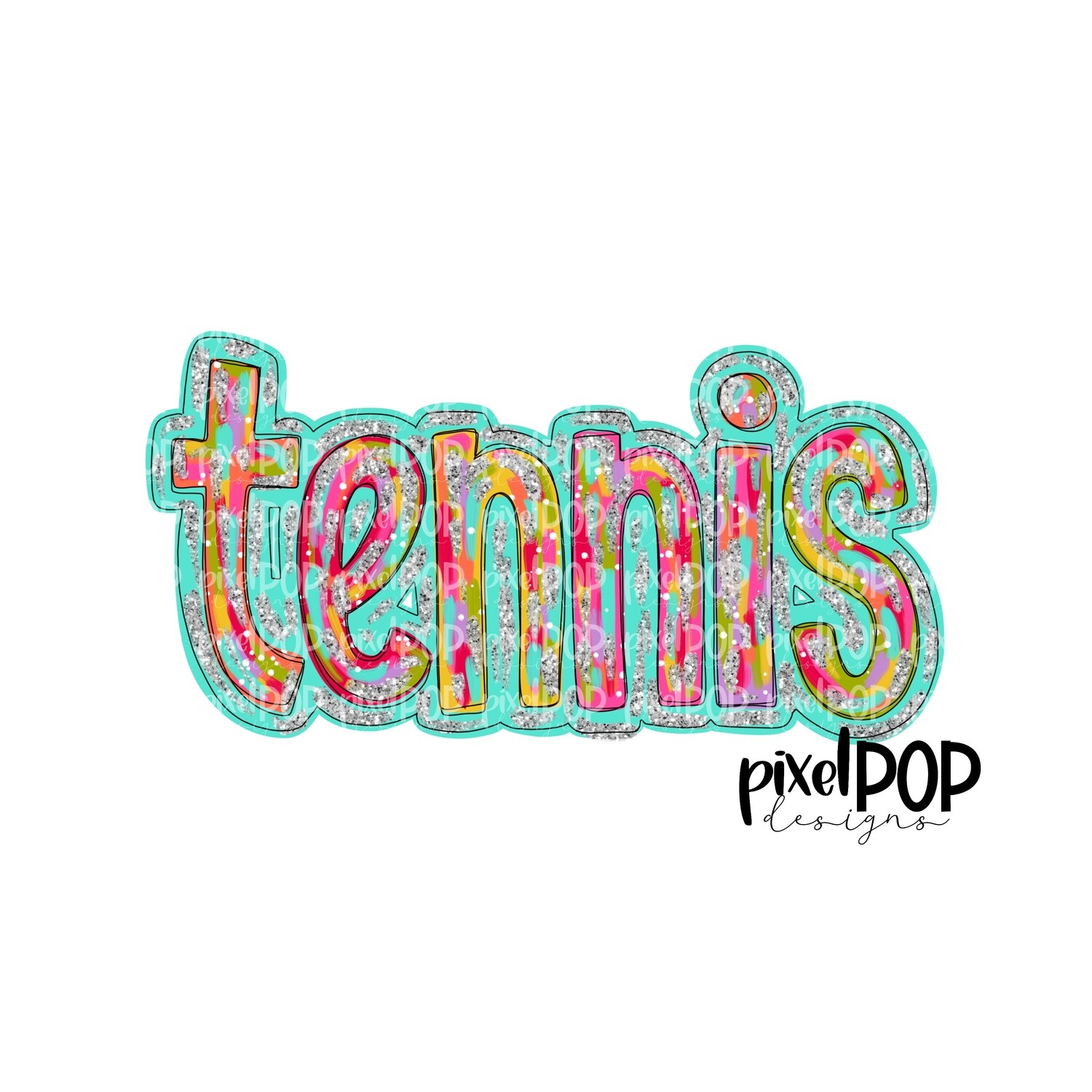 Tennis Silver Glitter Glitz PNG Design | Tennis Design | Sublimation Design | Heat Transfer | Sports PNG | Digital Download