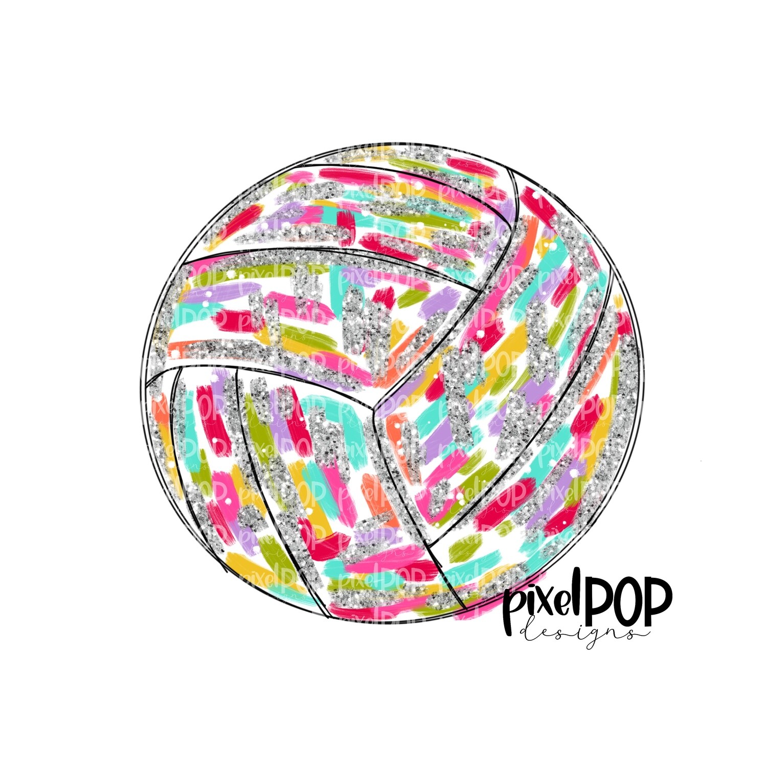 Volleyball Silver Glitter Glitz PNG Design | Volleyball Design | Sublimation Design | Heat Transfer | Sports PNG | Digital Download