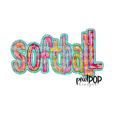Softball Silver Glitter Glitz PNG Design | Softball Design | Sublimation Design | Heat Transfer | Sports PNG | Digital Download