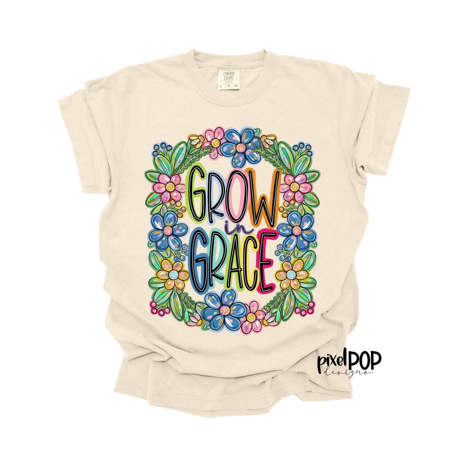 Grow in Grace Floral Wreath PNG | Religious Christian Design Art | Bible Verse Art