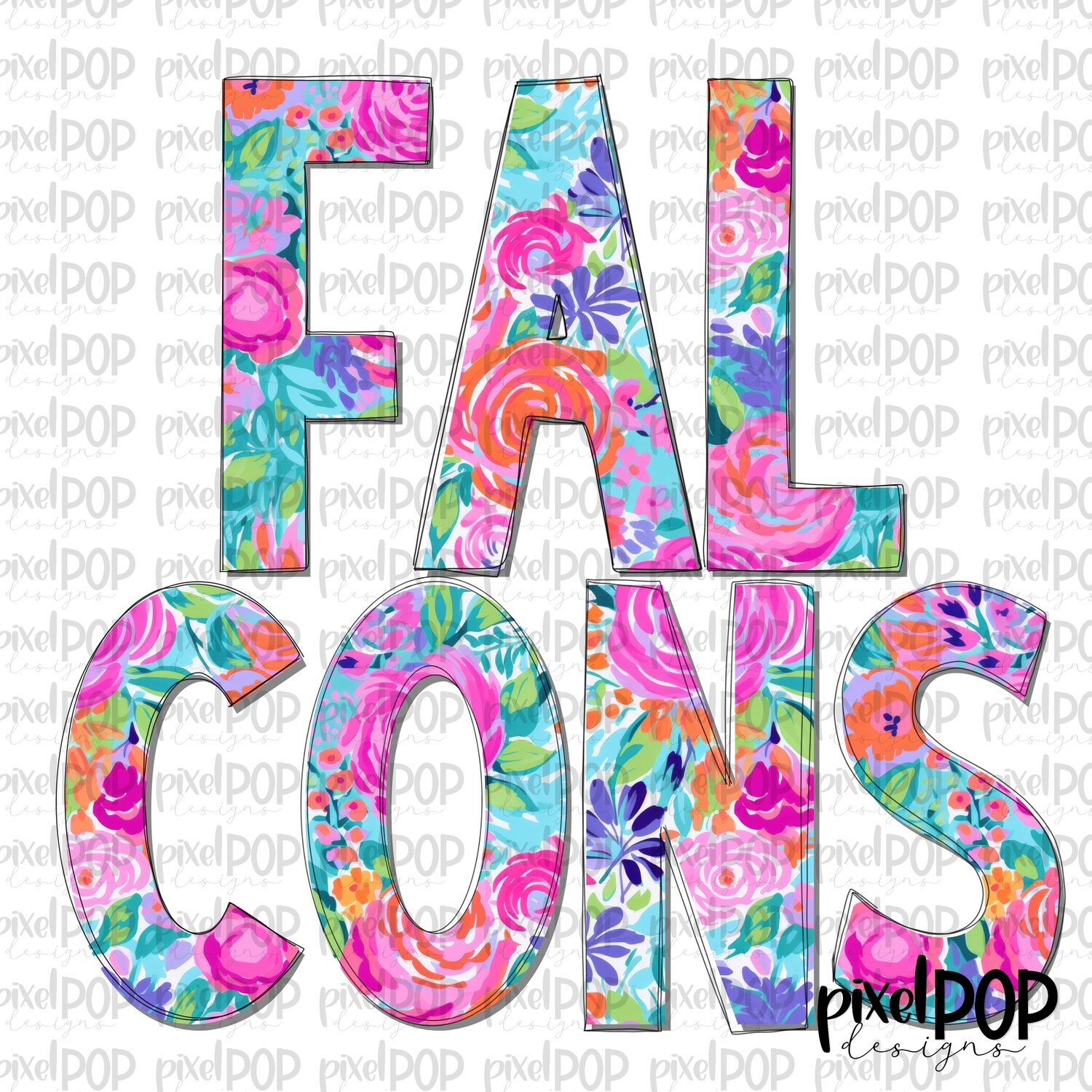 Floral Garden Falcons PNG | Team Sublimation Design | Team Spirit Design | Digital Download | Printable Artwork