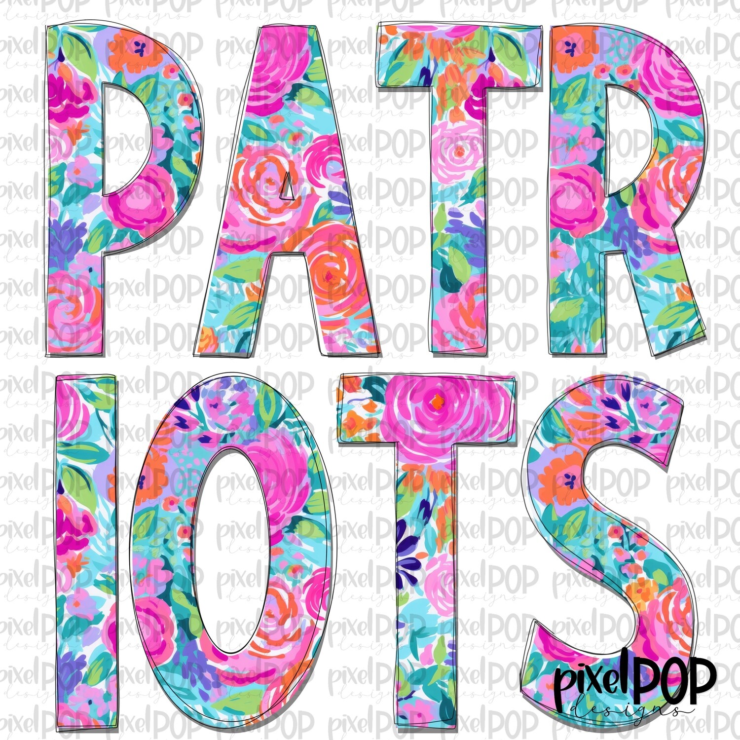 Floral Garden Patriots PNG | Team Sublimation Design | Team Spirit Design | Mascots | Digital Download | Printable Artwork