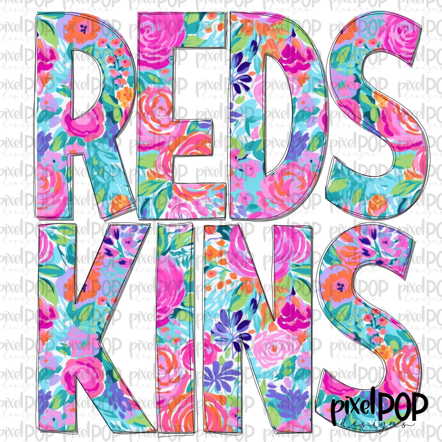 Floral Garden Redskins PNG | Team Sublimation Design | Team Spirit Design | Mascots | Digital Download | Printable Artwork