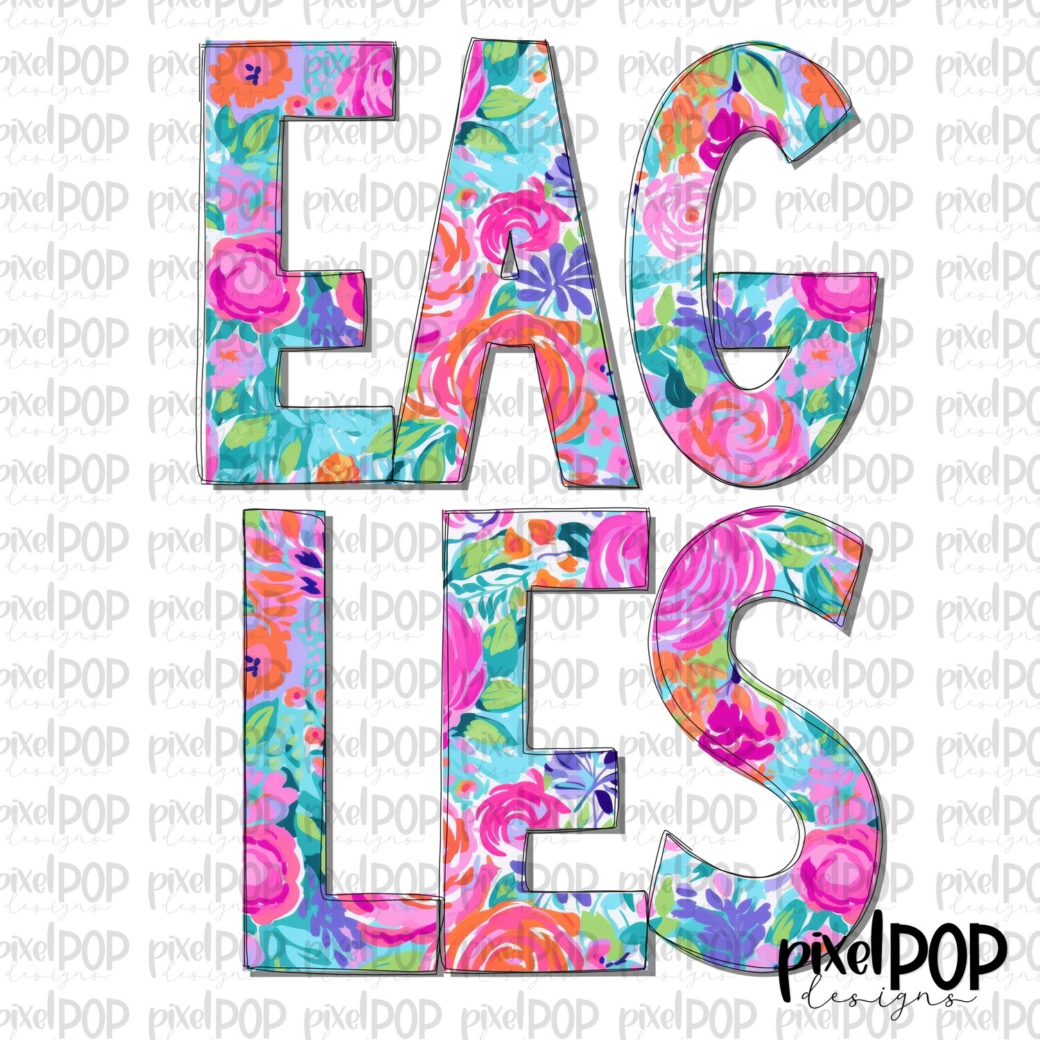 Floral Garden Eagles PNG | Team Sublimation Design | Team Spirit Design | Digital Download | Printable Artwork