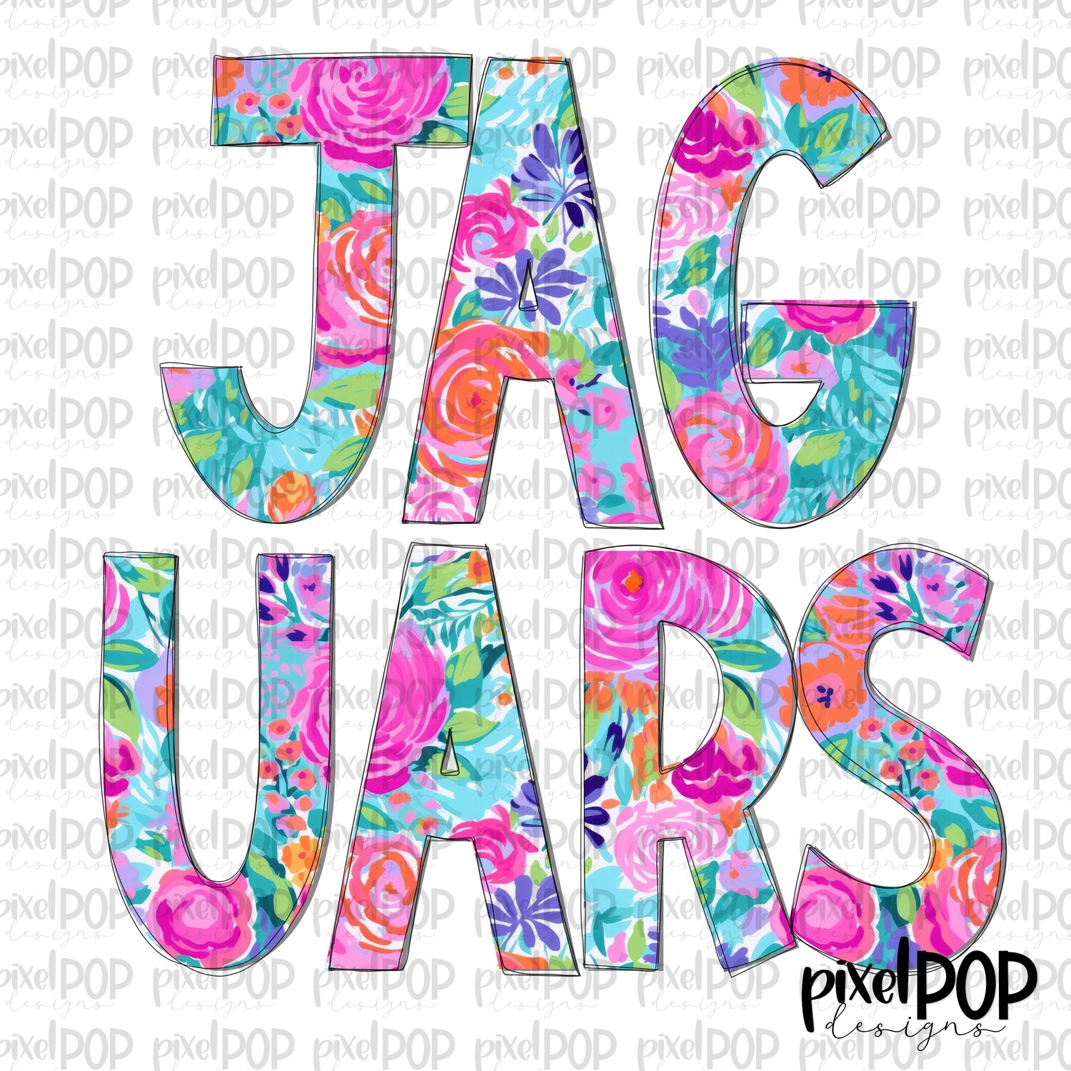 Floral Garden Jaguars PNG | Team Sublimation Design | Team Spirit Design | Digital Download | Printable Artwork