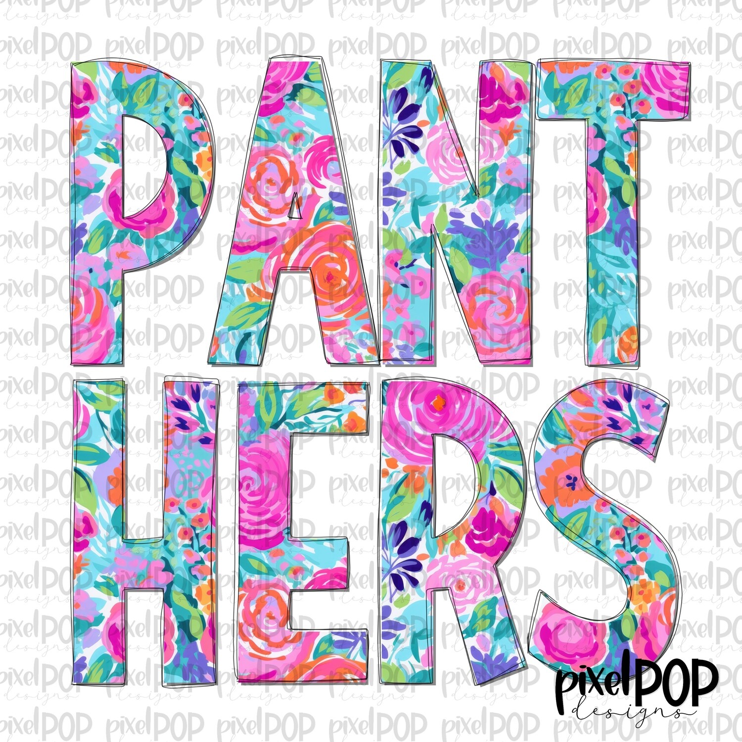 Floral Garden Panthers PNG | Team Sublimation Design | Team Spirit Design | Mascots | Digital Download | Printable Artwork