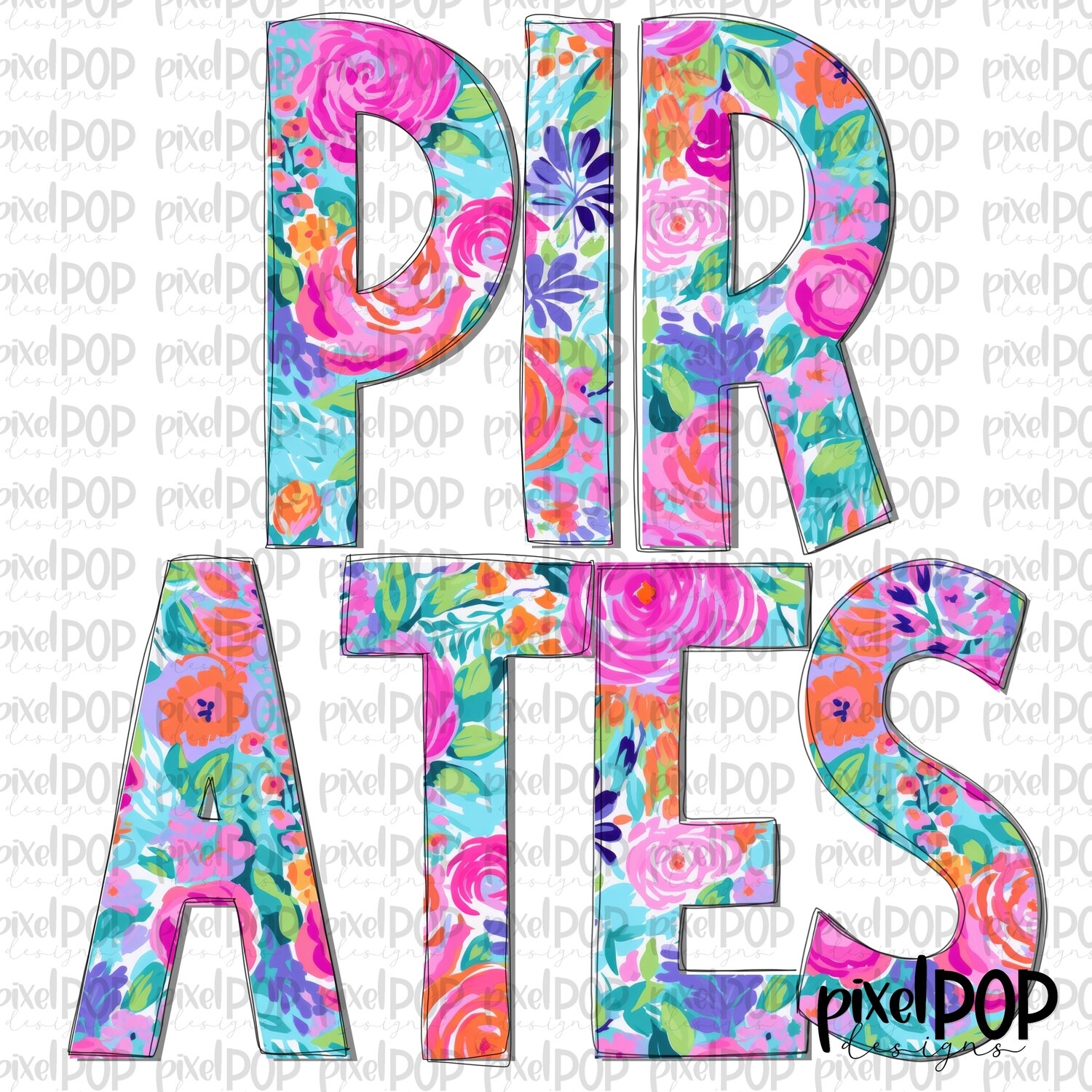 Floral Garden Pirates PNG | Team Sublimation Design | Team Spirit Design | Mascots | Digital Download | Printable Artwork