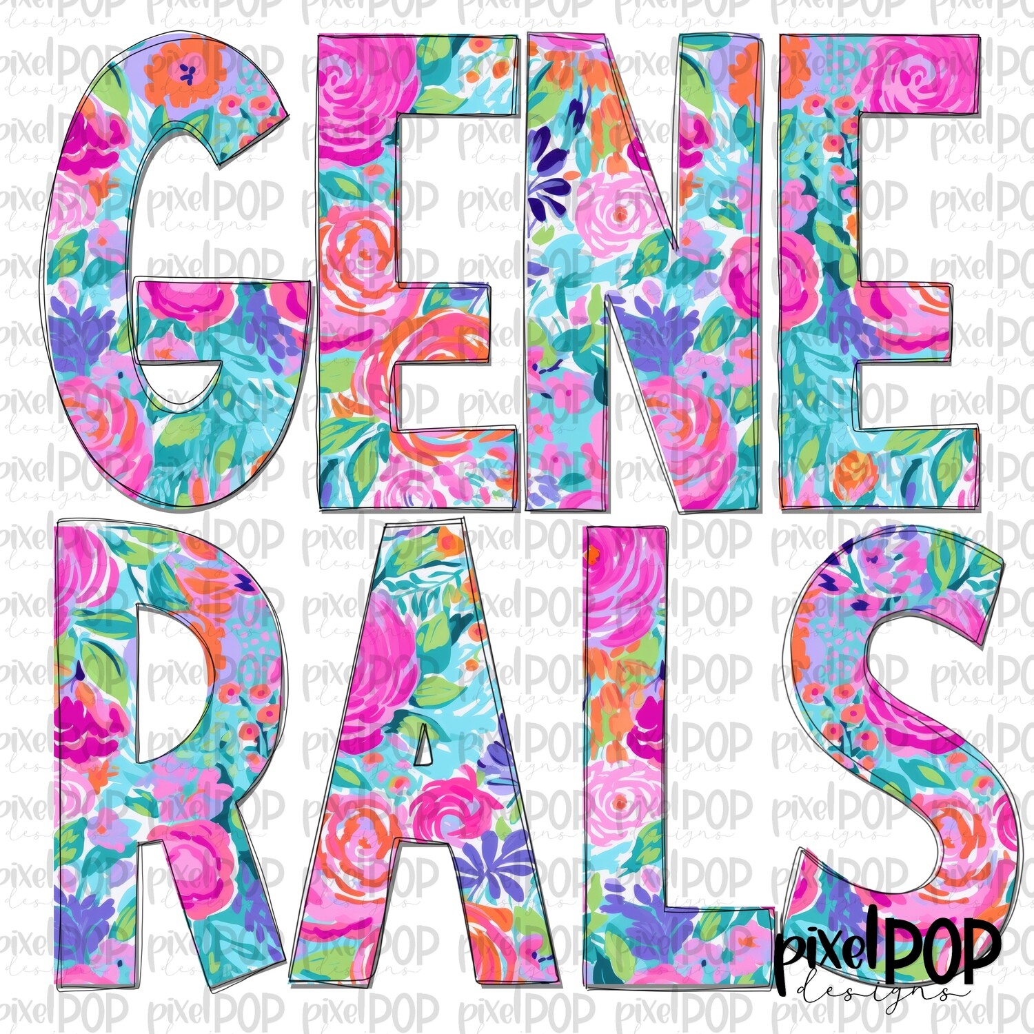 Floral Garden Generals PNG | Team Sublimation Design | Team Spirit Design | Digital Download | Printable Artwork