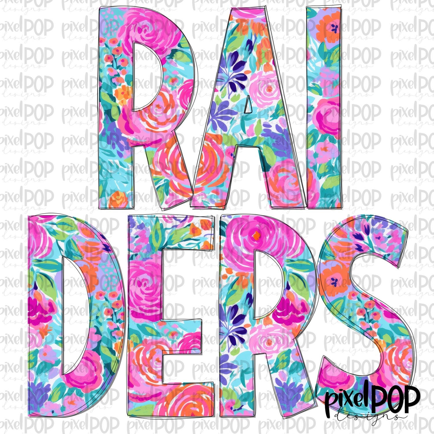 Floral Garden Raiders PNG | Team Sublimation Design | Team Spirit Design | Mascots | Digital Download | Printable Artwork