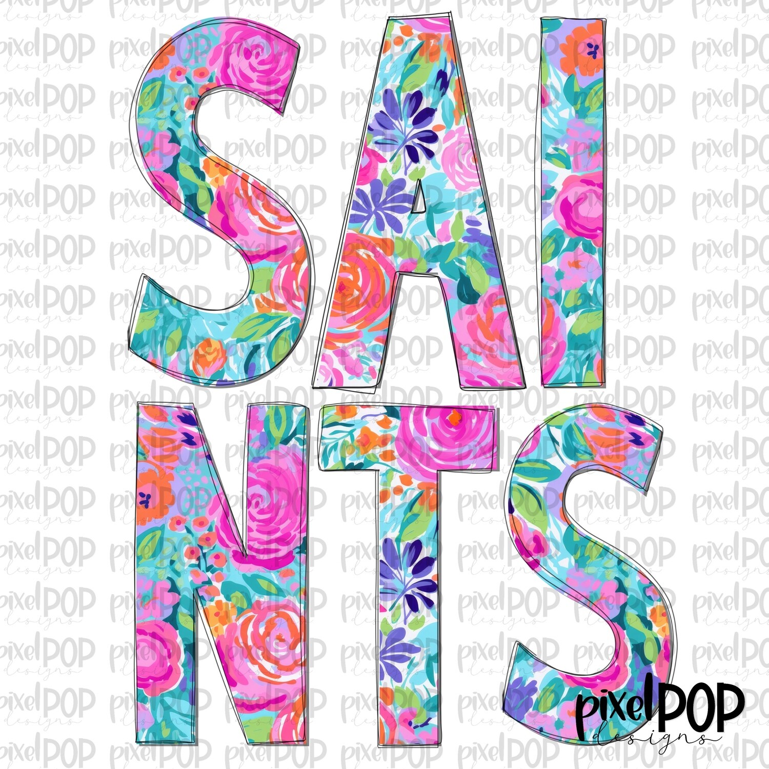Floral Garden Saints PNG | Team Sublimation Design | Team Spirit Design | Mascots | Digital Download | Printable Artwork
