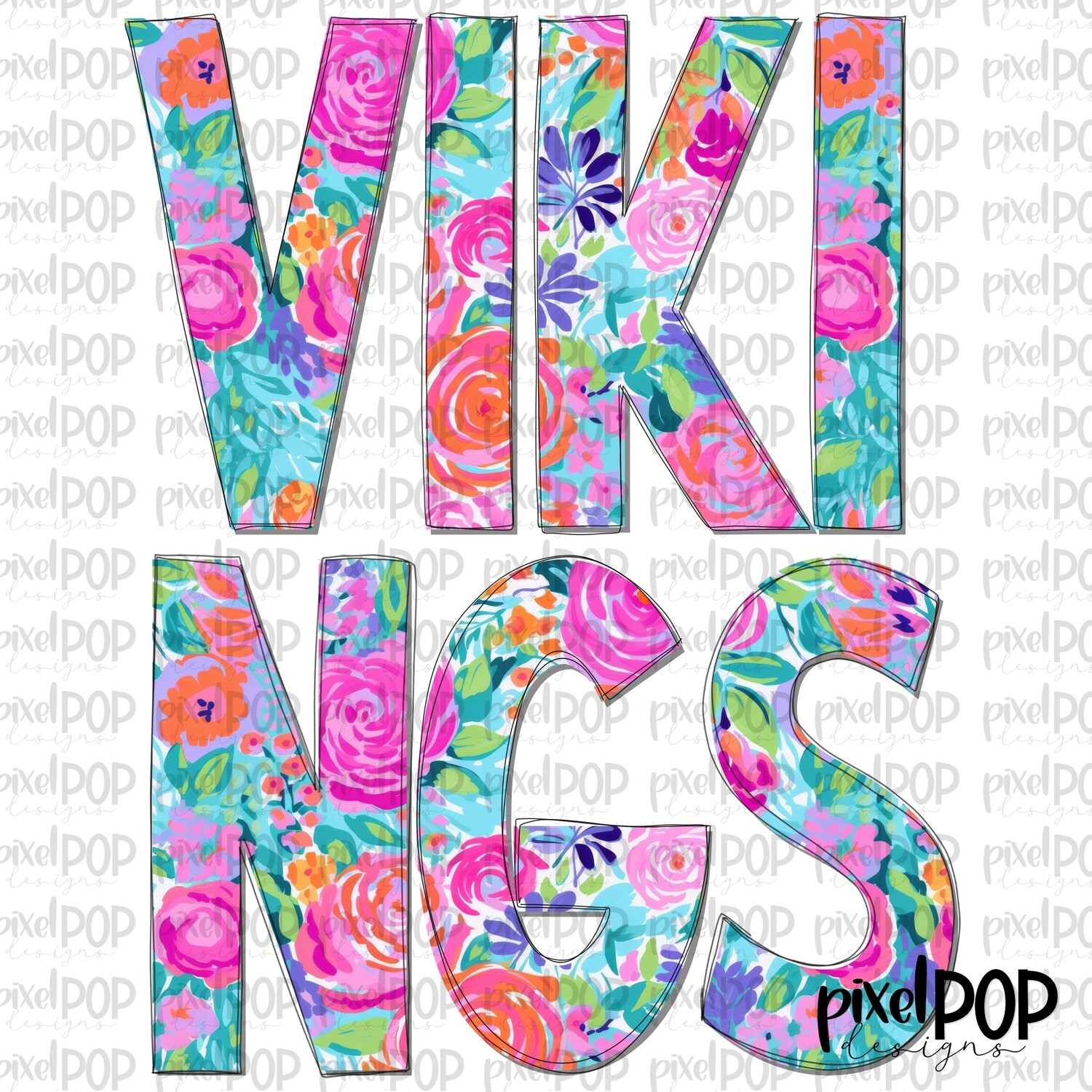 Floral Garden Vikings PNG | Team Sublimation Design | Team Spirit Design | Mascots | Digital Download | Printable Artwork