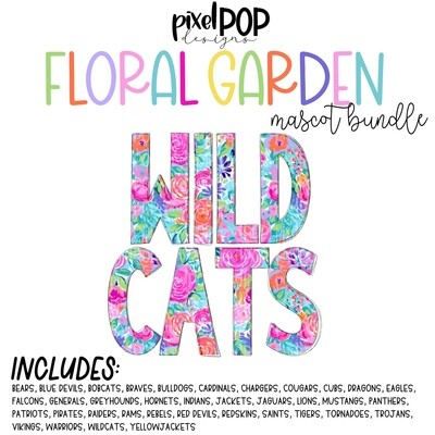 Floral Garden Mascots Bundle PNG | Team Sublimation Design | Team Spirit Design | Mascot | Digital Download | Printable Artwork