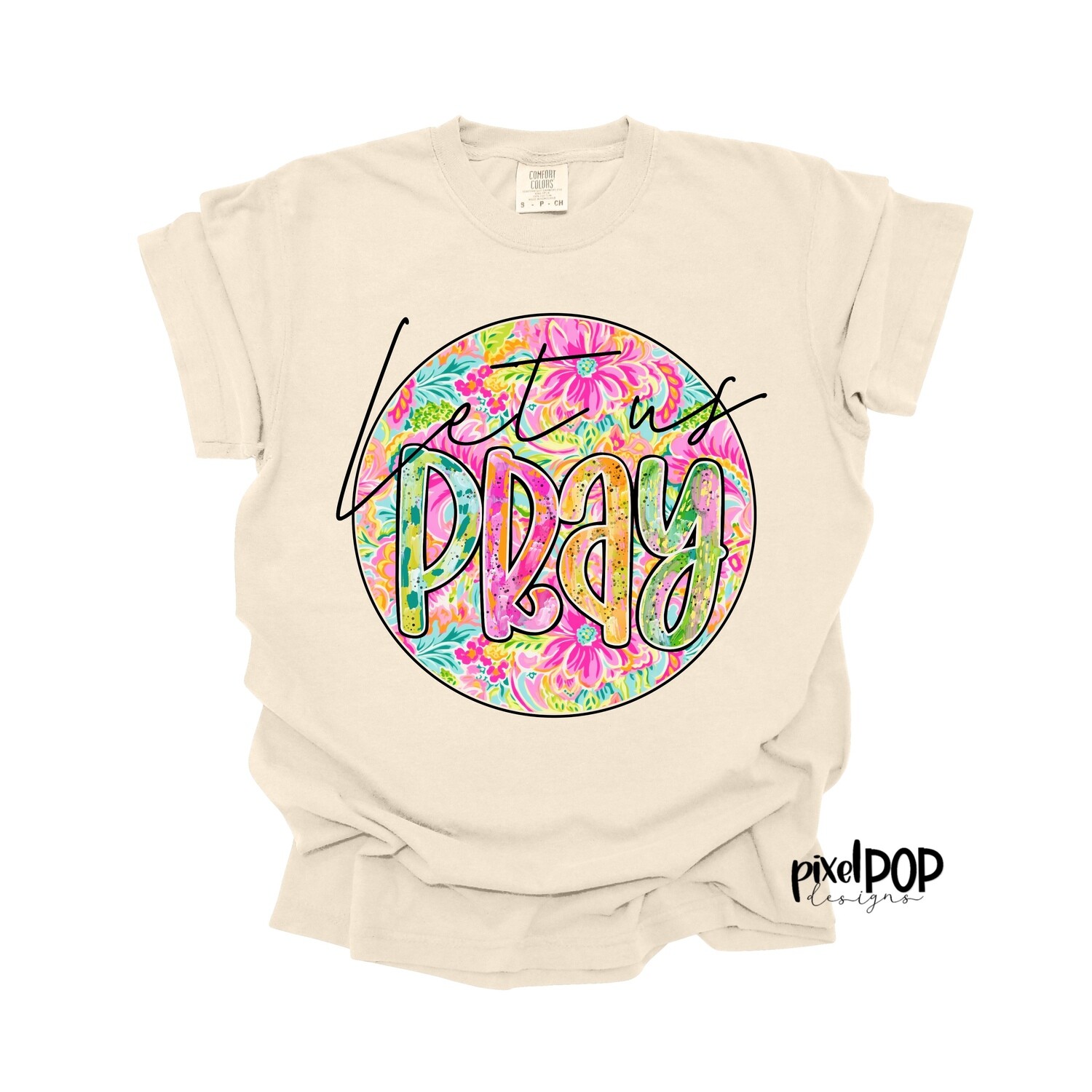 Let Us Pray Floral Circle PNG | Christian Religious Hynm Design