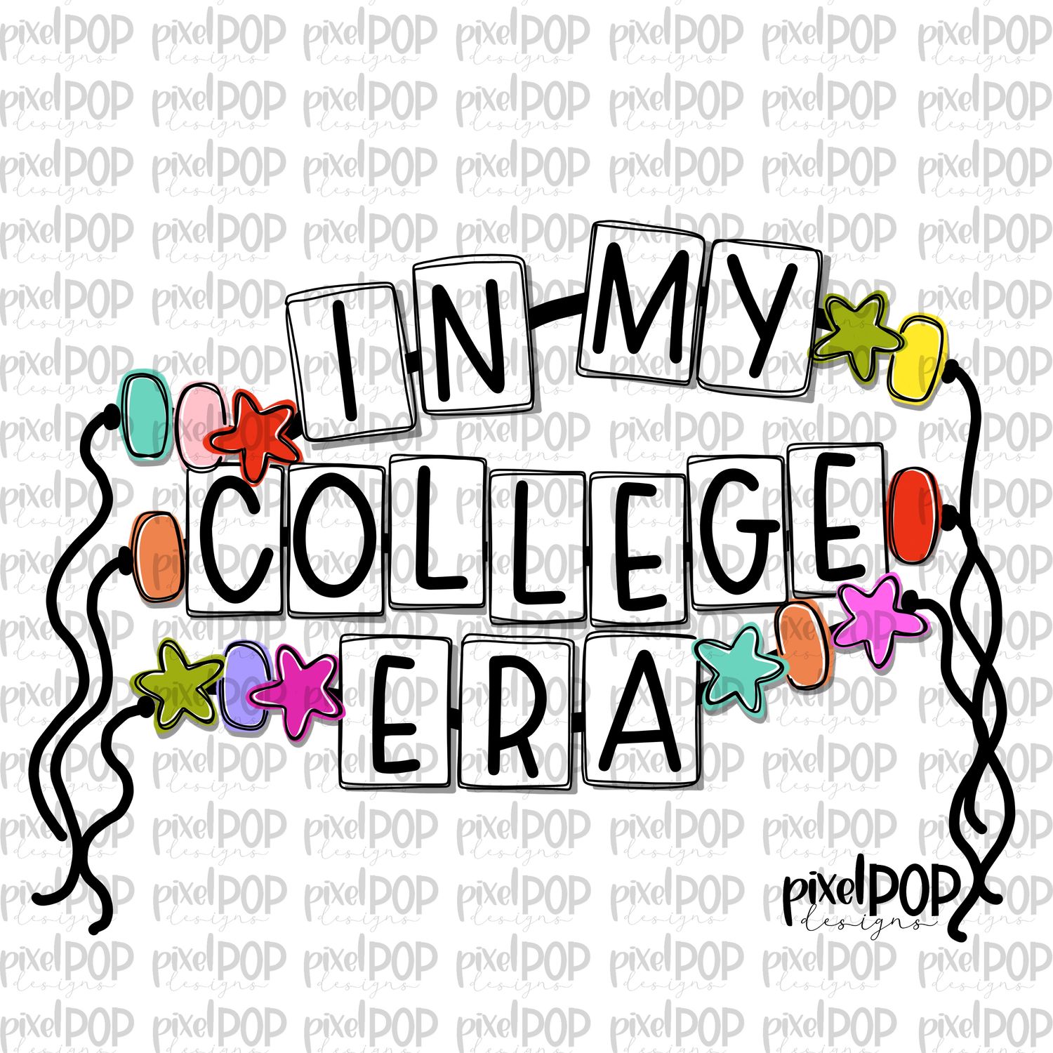 In My College Era NO BACKGROUND Friendship Bracelet PNG Bundle | School Graduation Design | Hand Painted | Digital Download | Printable