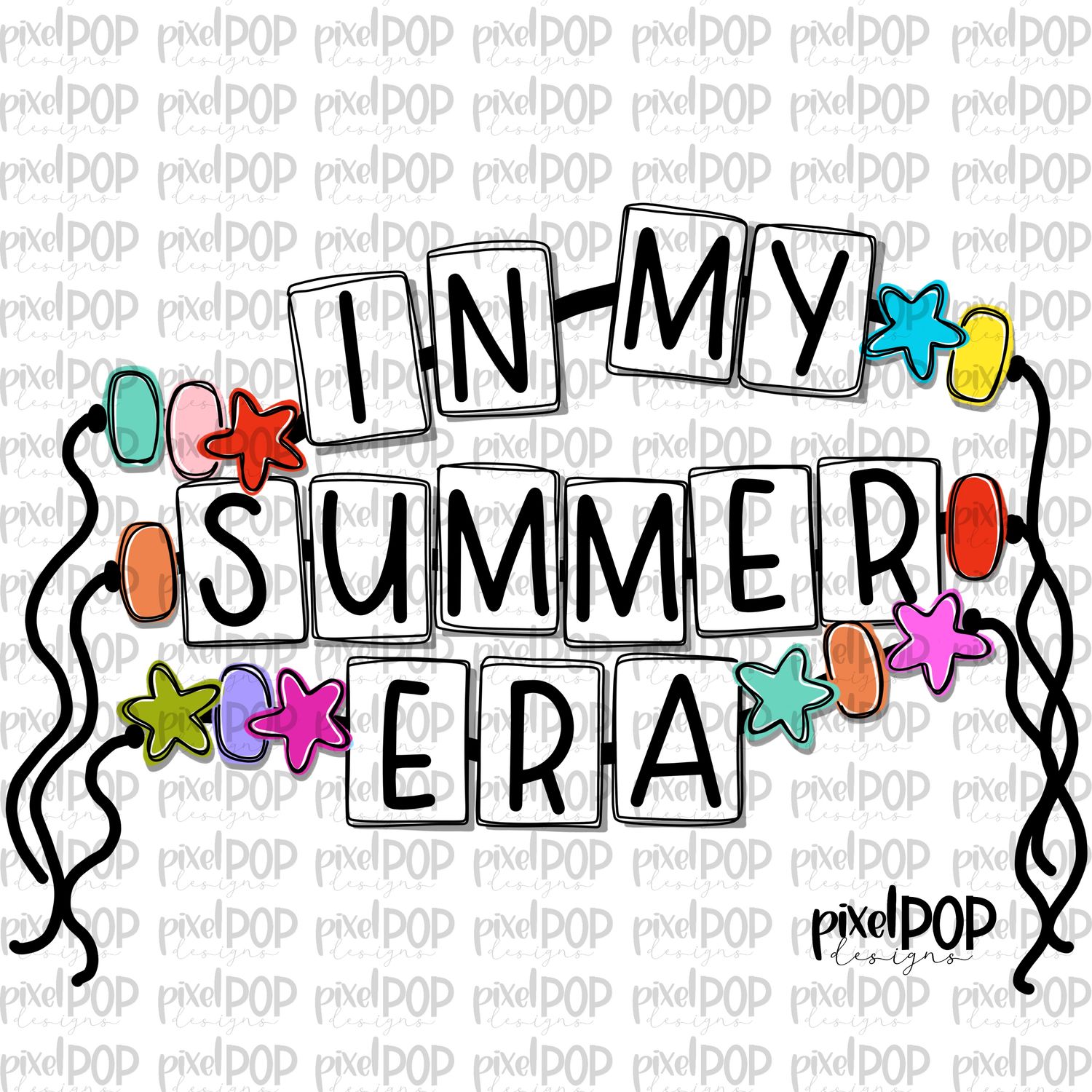 In My Summer Era NO BACKGROUND Friendship Bracelet PNG Bundle | School Graduation Design | Hand Painted | Digital Download | Printable