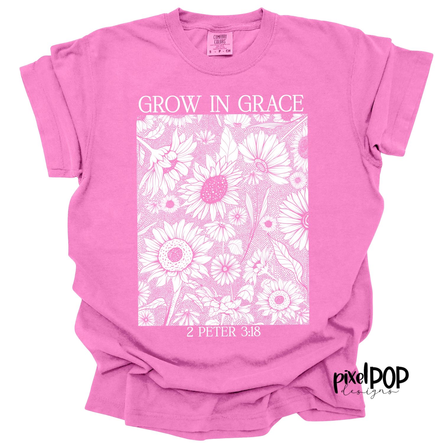 Grow in Grace Sunflowers Floral Flower White Single Color PNG | Religious Art | Art | Hand Painted | Digital Background | Printable
