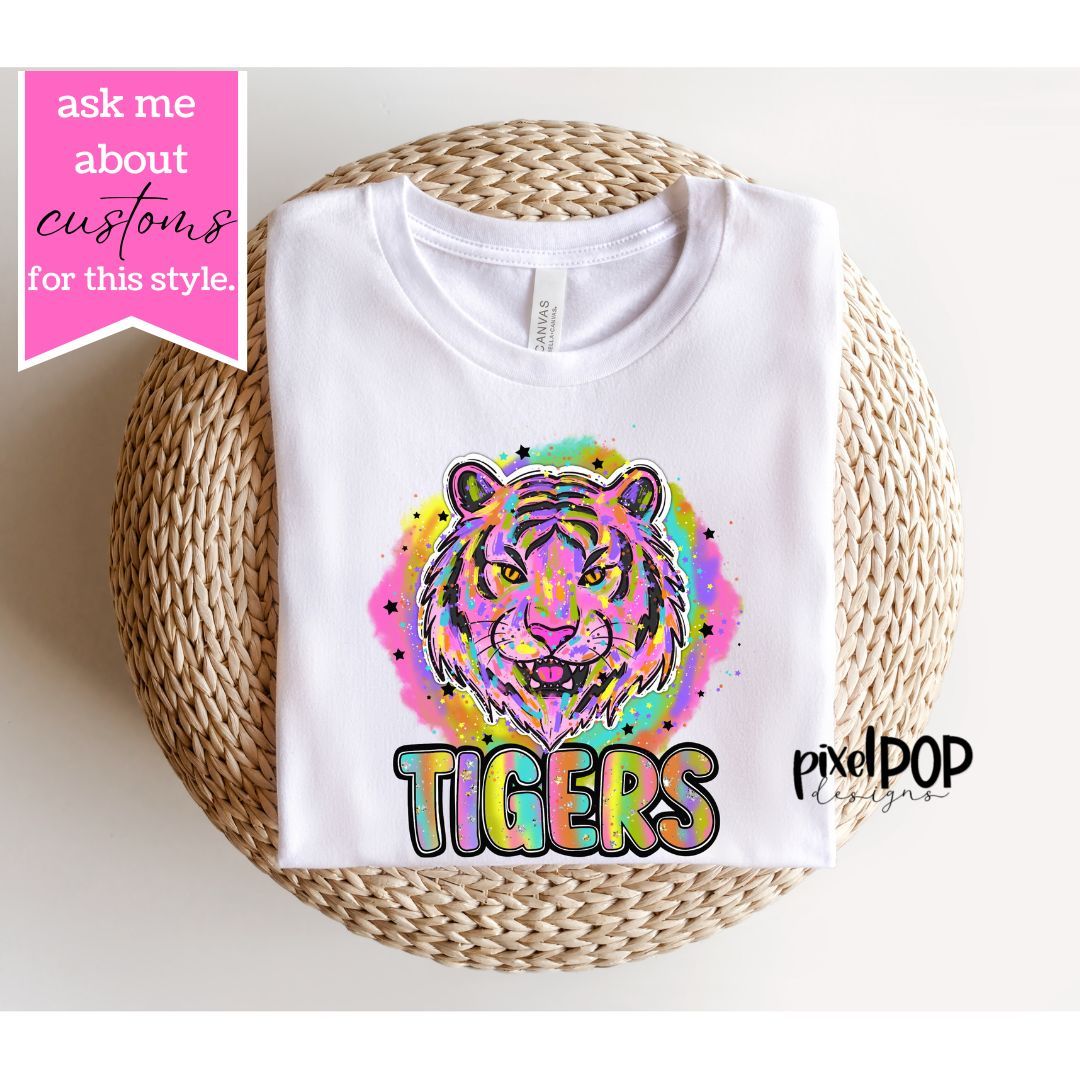 90s Girl Nostalgia Mascot Tigers PNG | Team Sublimation Design | Team Spirit Design | Tigers Clip Art | Digital Download | Printable Artwork
