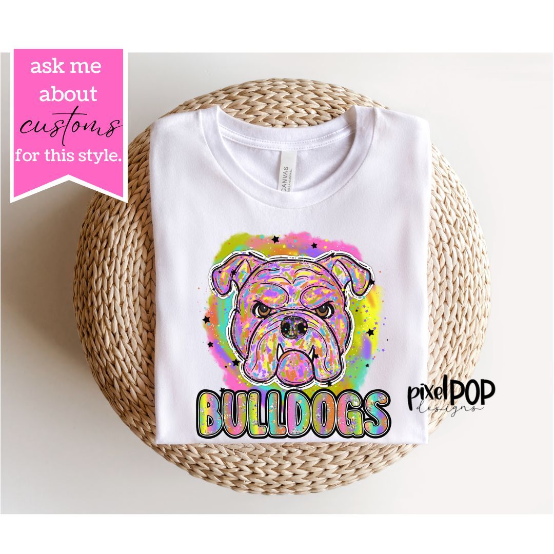 90s Girl Nostalgia Mascot Bulldogs PNG | Team Sublimation Design | Team Spirit Design | Bulldogs Clip Art | Digital Download | Printable Artwork