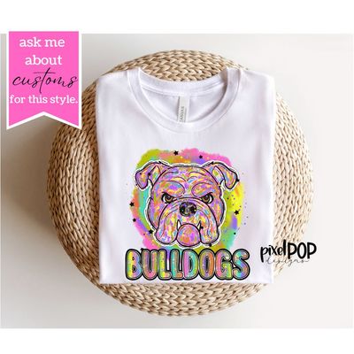 90s Girl Nostalgia Mascot Bulldogs PNG | Team Sublimation Design | Team Spirit Design | Bulldogs Clip Art | Digital Download | Printable Artwork
