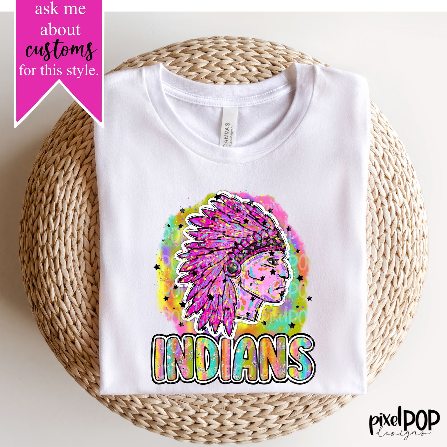 90s Girl Nostalgia Mascot Indians PNG | Team Sublimation Design | Team Spirit Design | Indians Clip Art | Digital Download | Printable Artwork