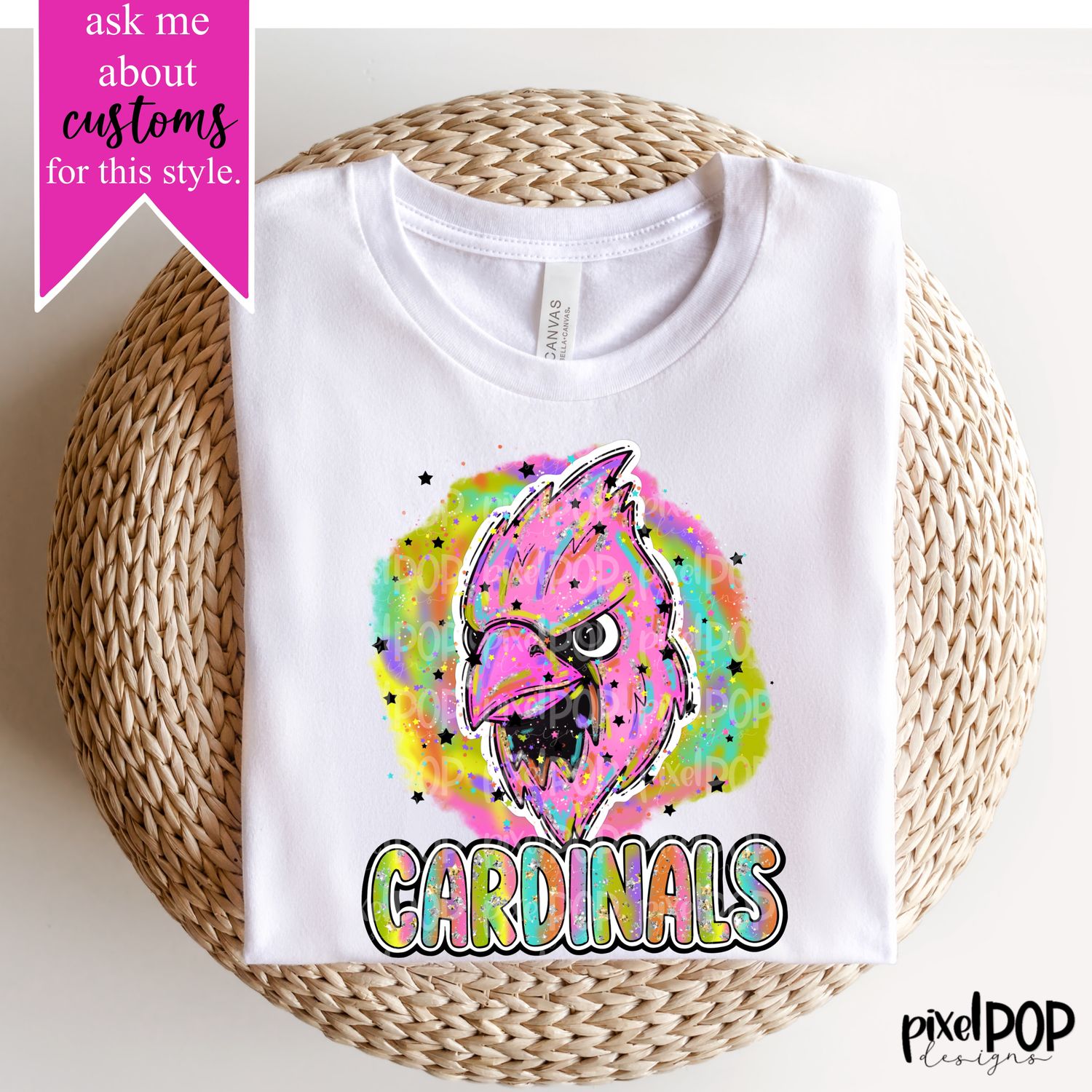 90s Girl Nostalgia Mascot Cardinals PNG | Team Sublimation Design | Team Spirit Design | Cardinals Clip Art | Digital Download | Printable Artwork