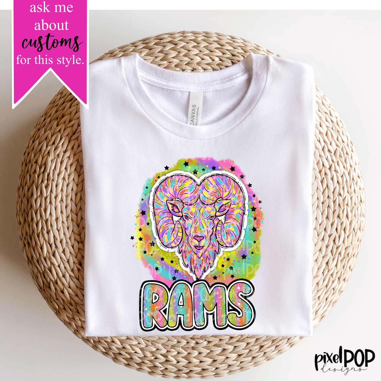 90s Girl Nostalgia Mascot Rams PNG | Team Sublimation Design | Team Spirit Design | Rams Clip Art | Digital Download | Printable Artwork