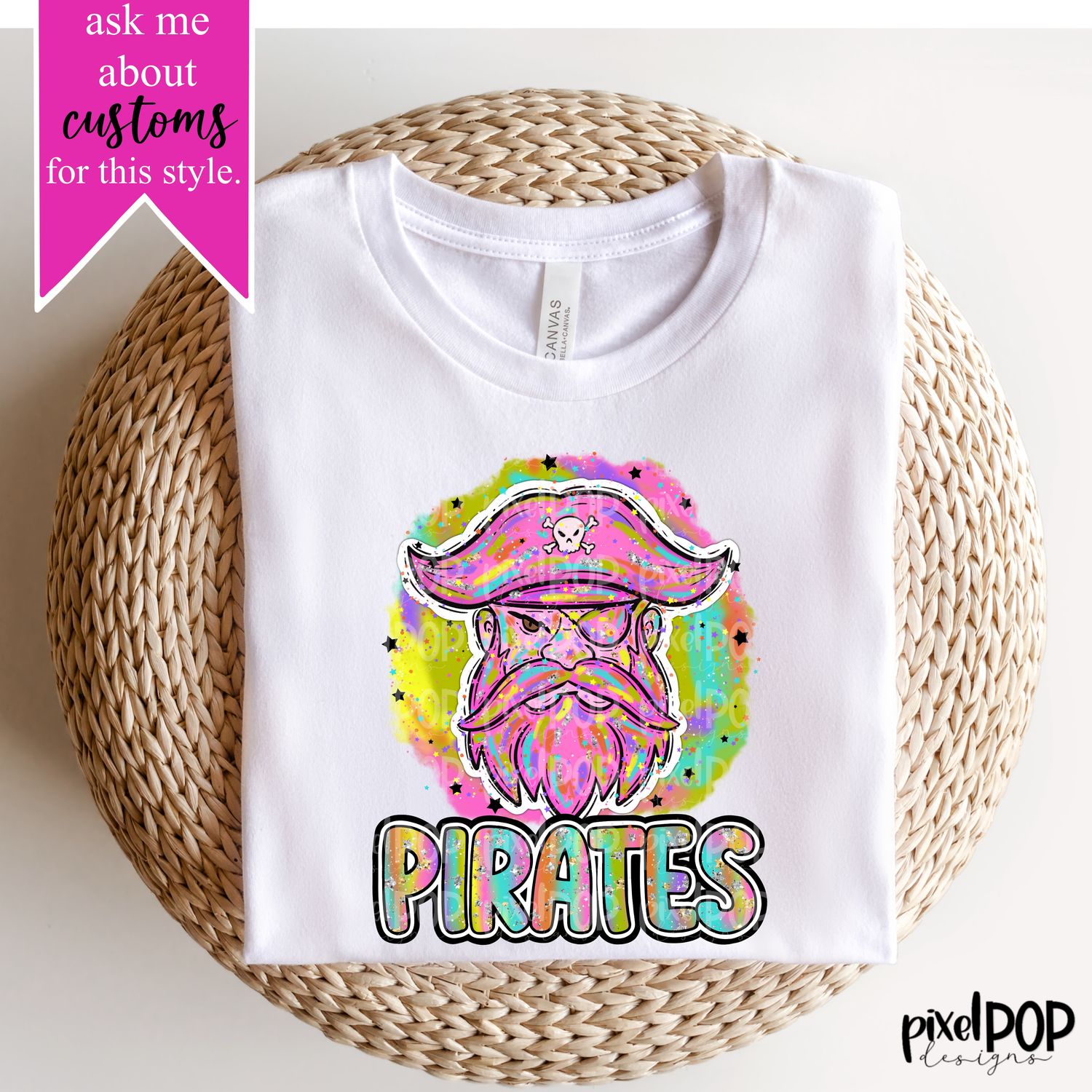 90s Girl Nostalgia Mascot Pirates PNG | Team Sublimation Design | Team Spirit Design | Pirates Clip Art | Digital Download | Printable Artwork